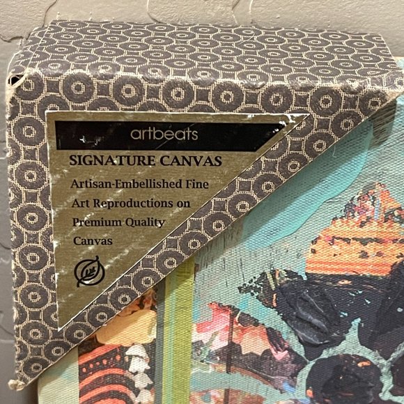 Artbeats Set of 2 Canvas Prints Aqua Blue Multi Color 12" Square Each New! - Picture 6 of 8
